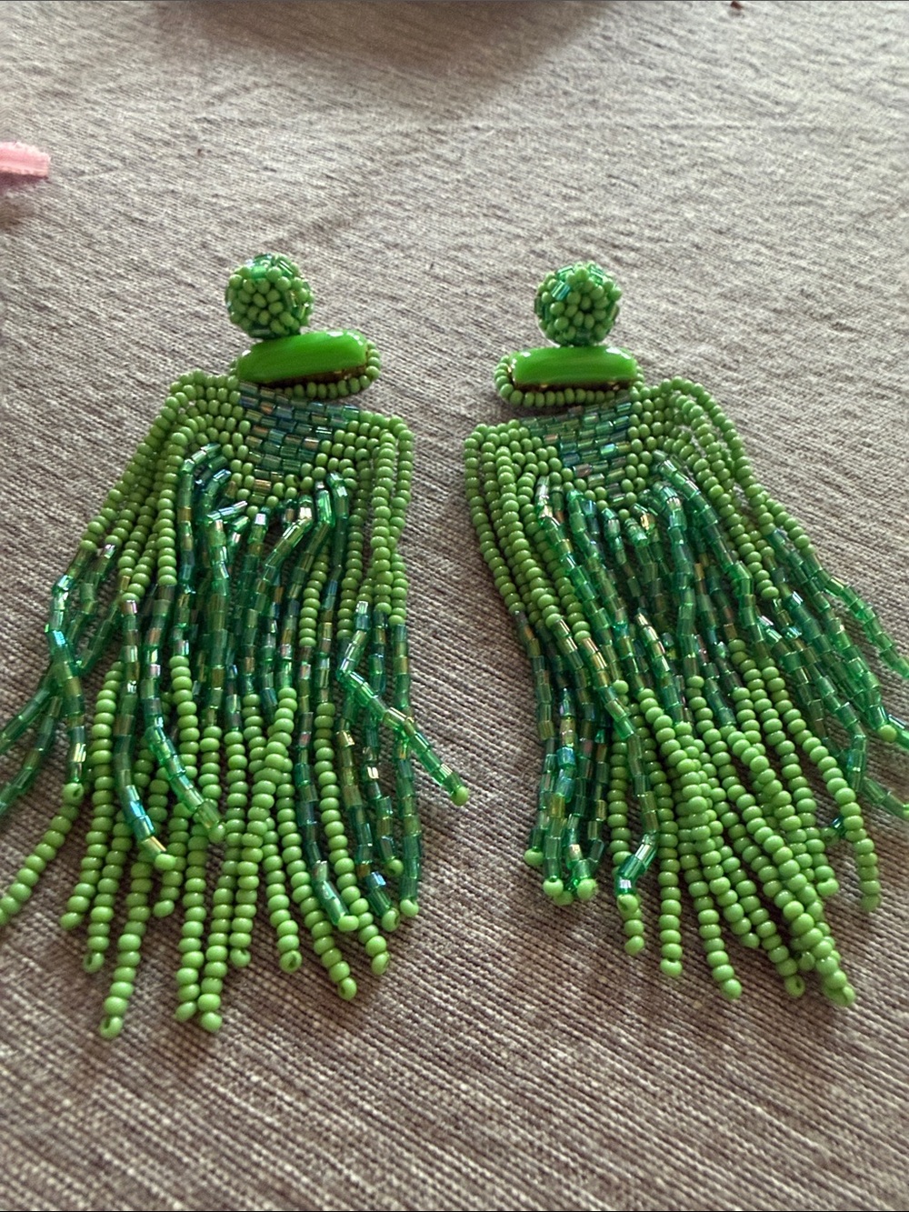 Vibrant Green Beaded Tassel Hair Accessory